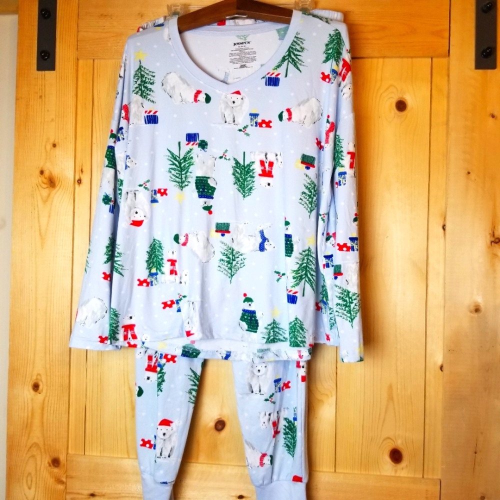 Joyspun Polar Bear Print Holiday Pajama Set